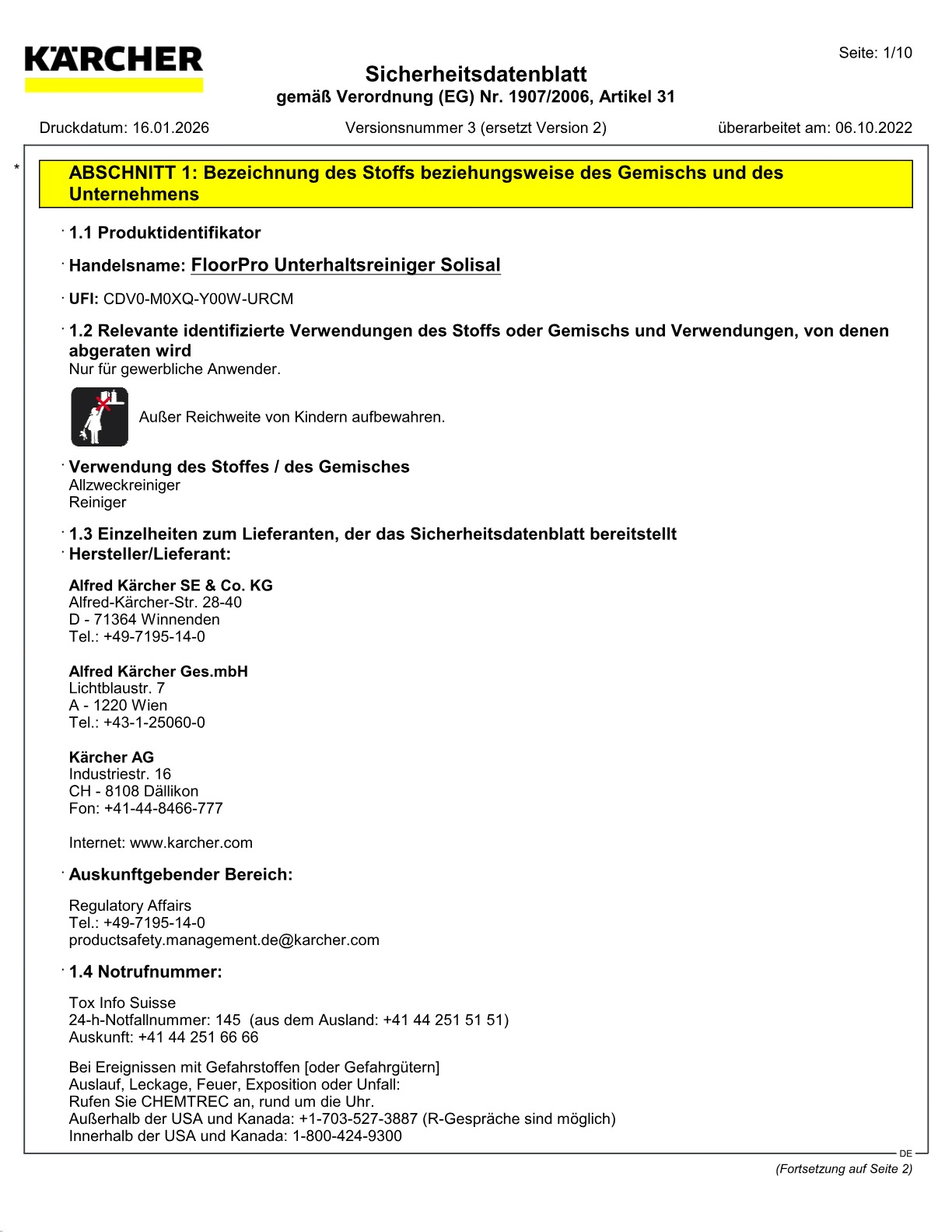 Sicherheitsdatenblatt