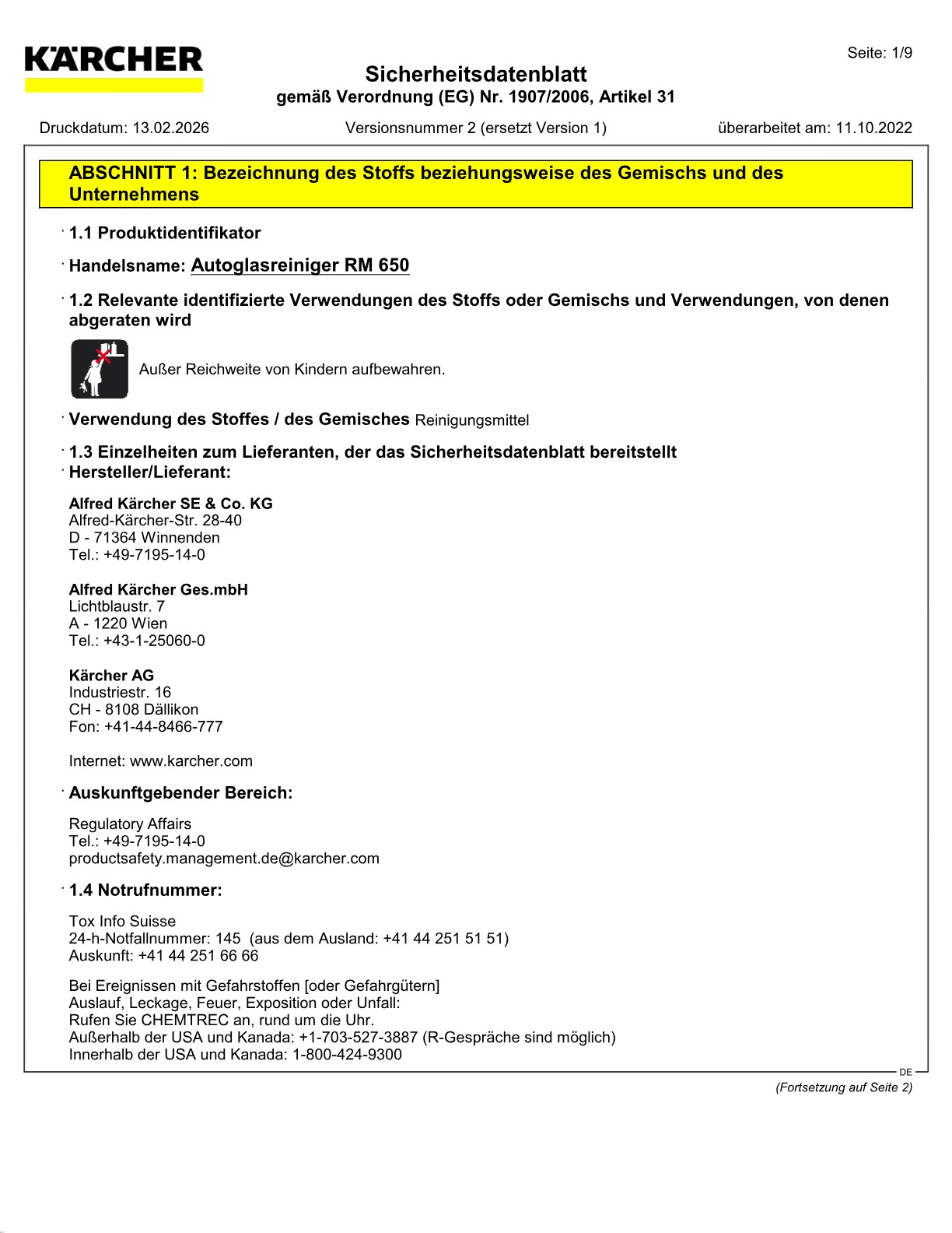 Sicherheitsdatenblatt