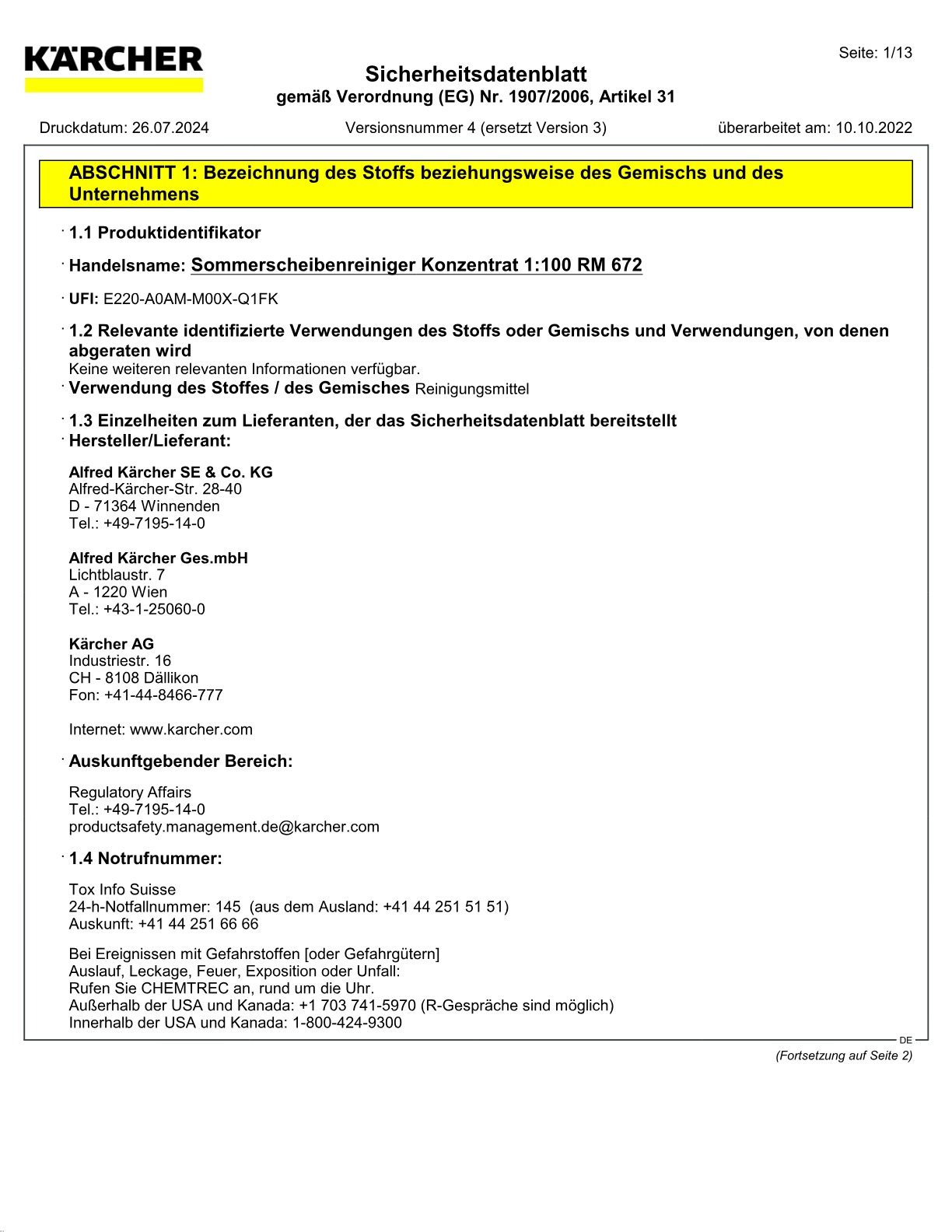 Sicherheitsdatenblatt