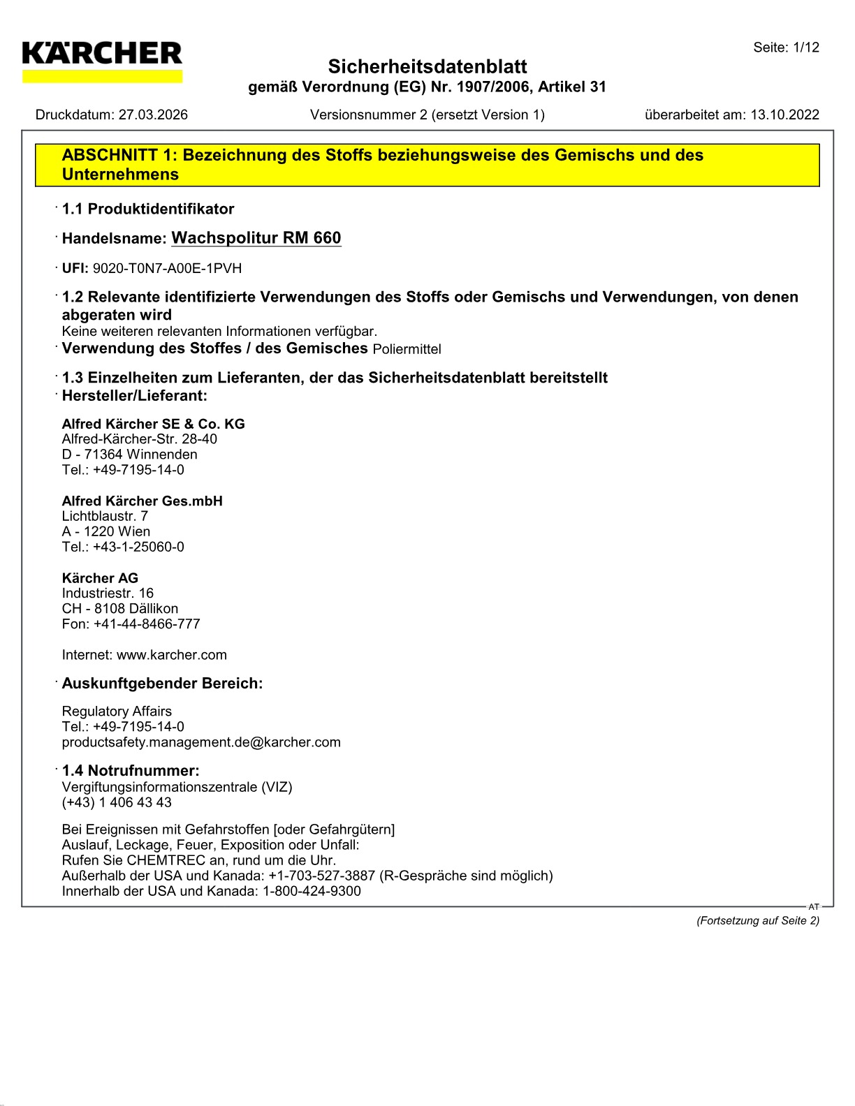 Sicherheitsdatenblatt