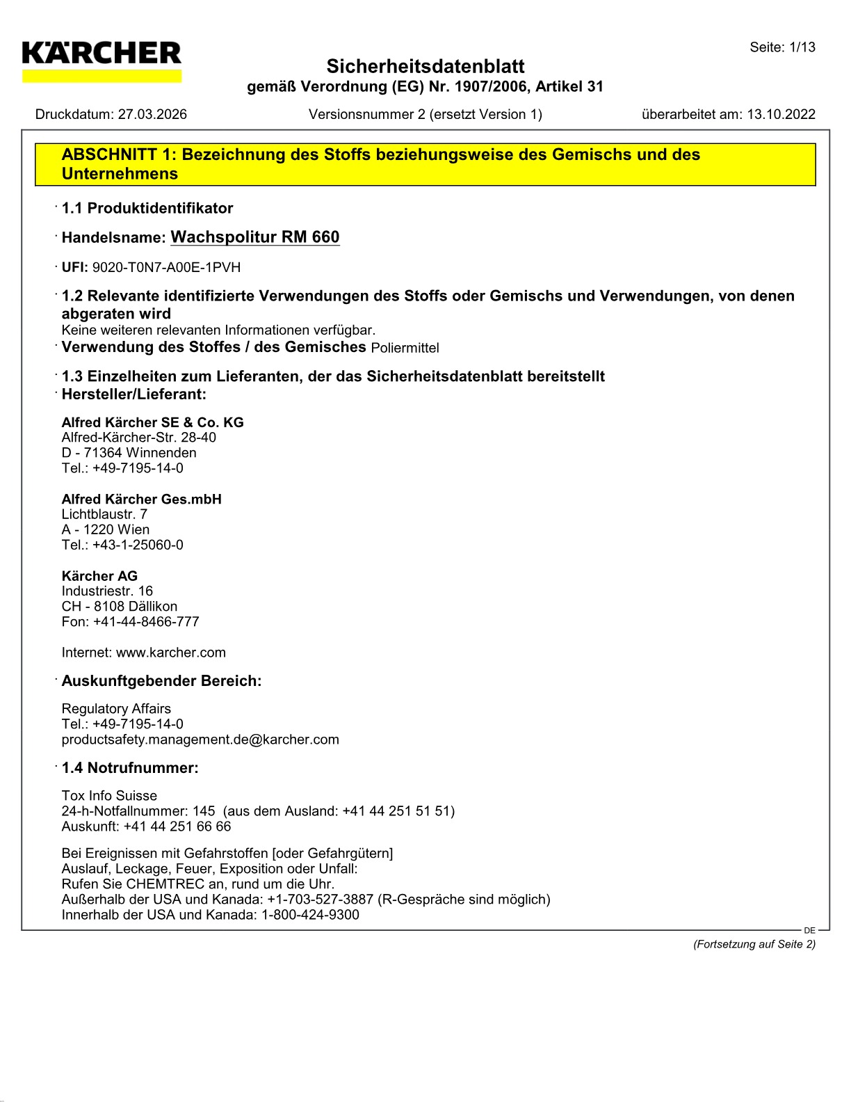 Sicherheitsdatenblatt