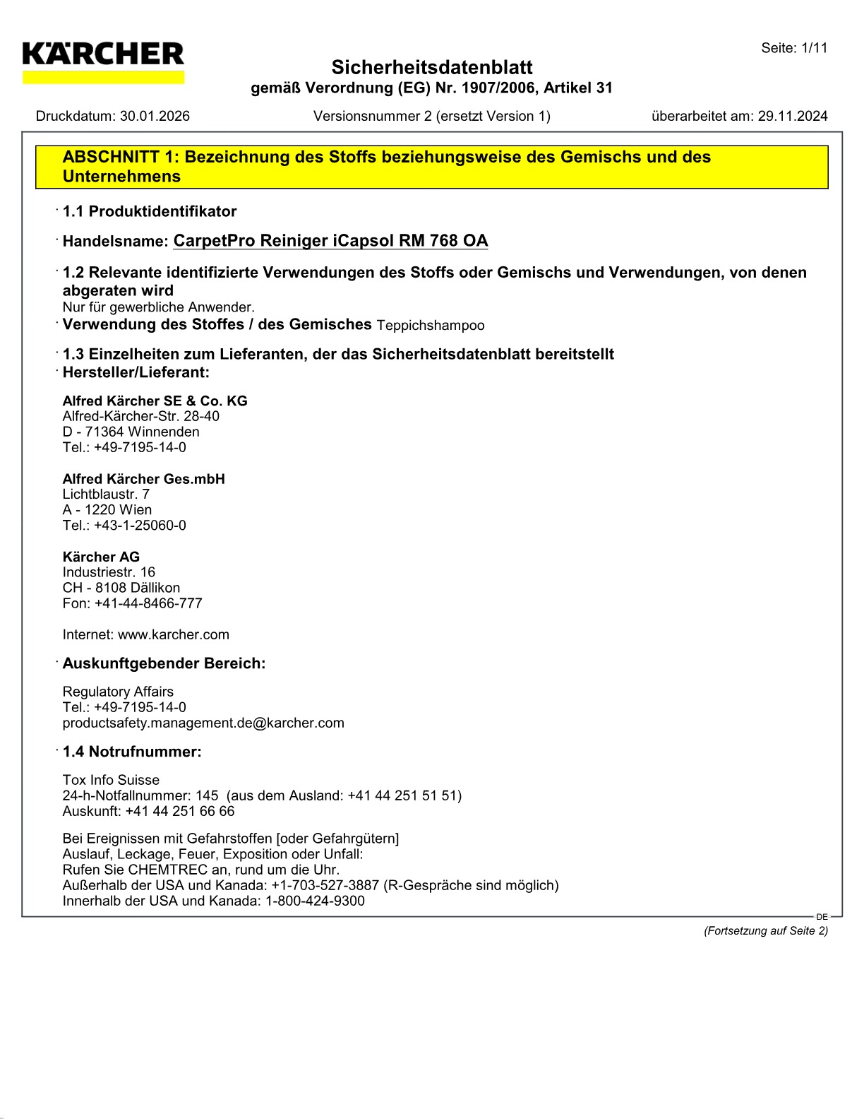 Sicherheitsdatenblatt