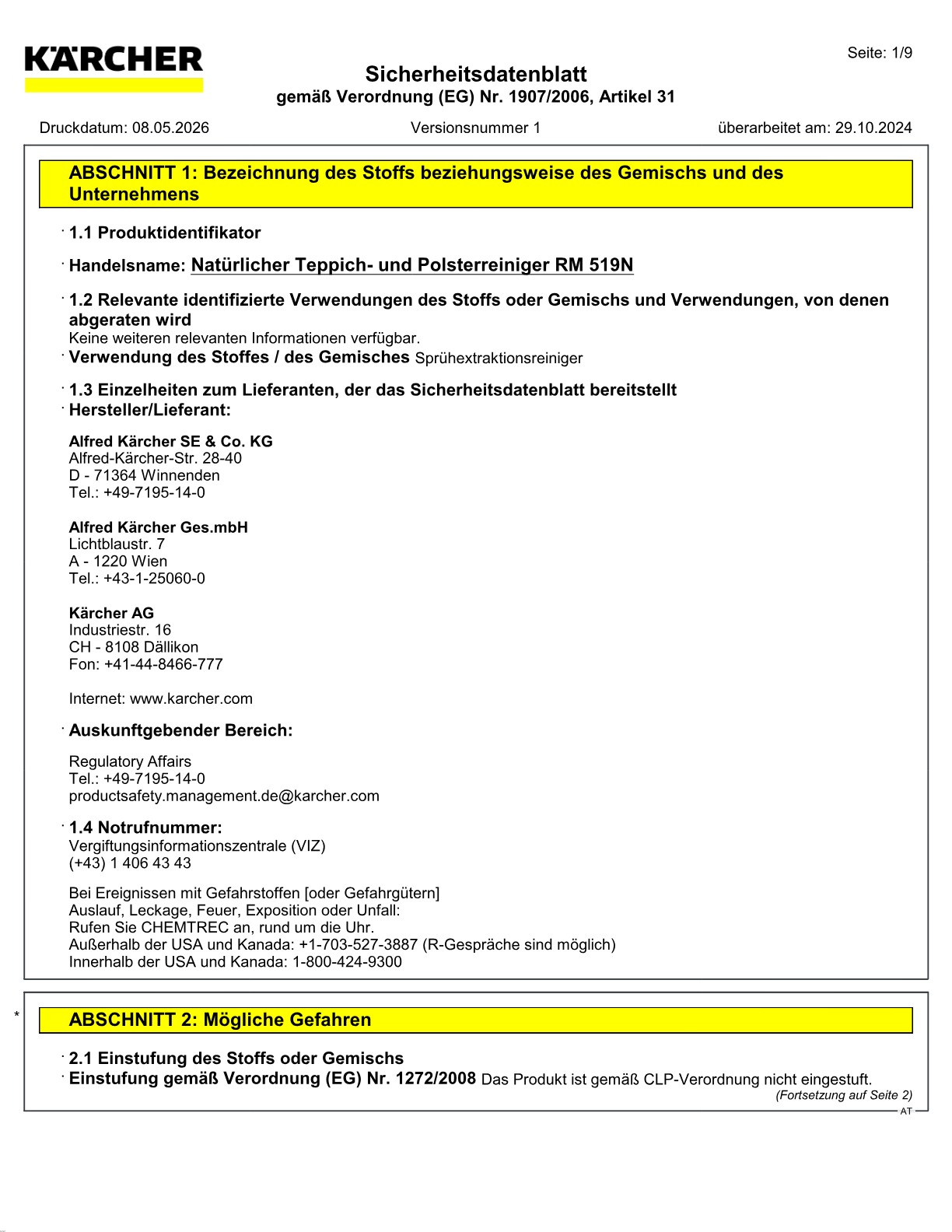 Sicherheitsdatenblatt