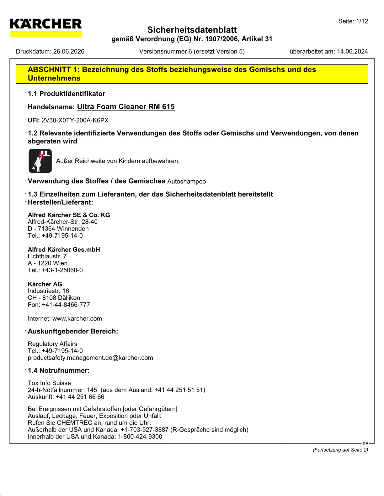 Sicherheitsdatenblatt