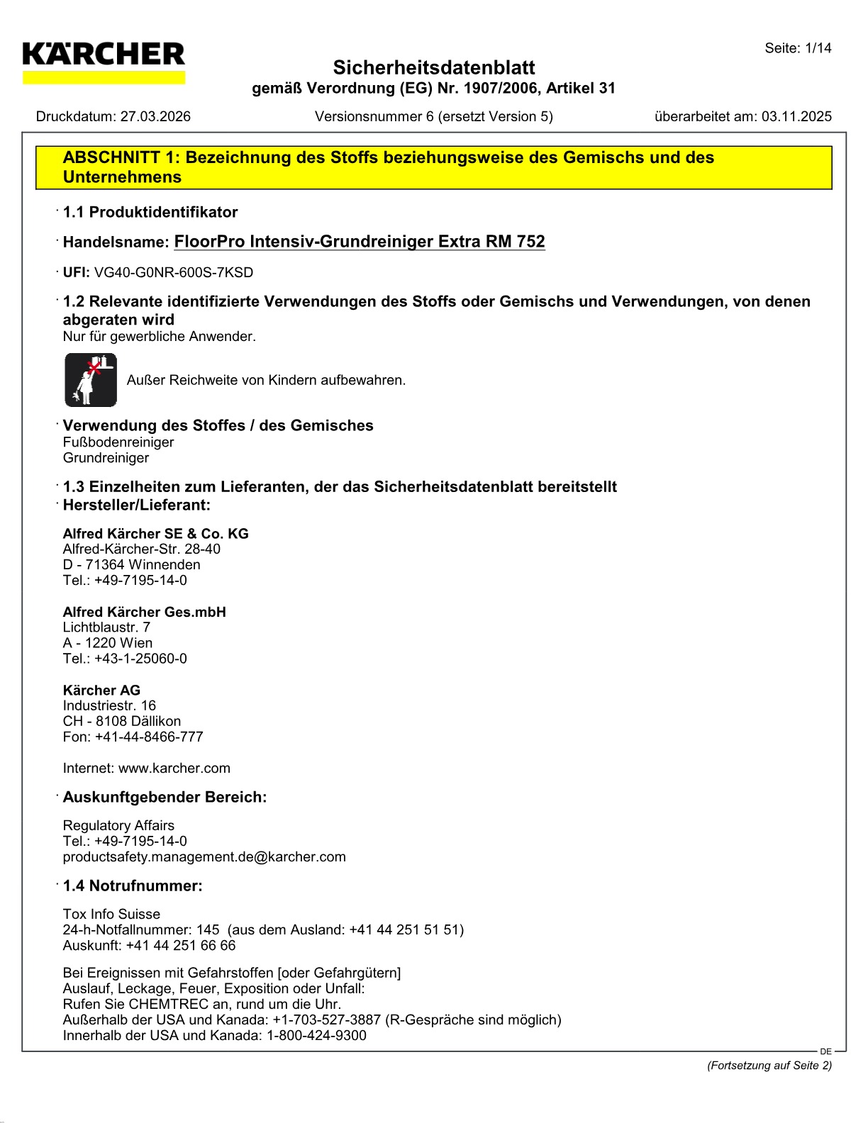 Sicherheitsdatenblatt