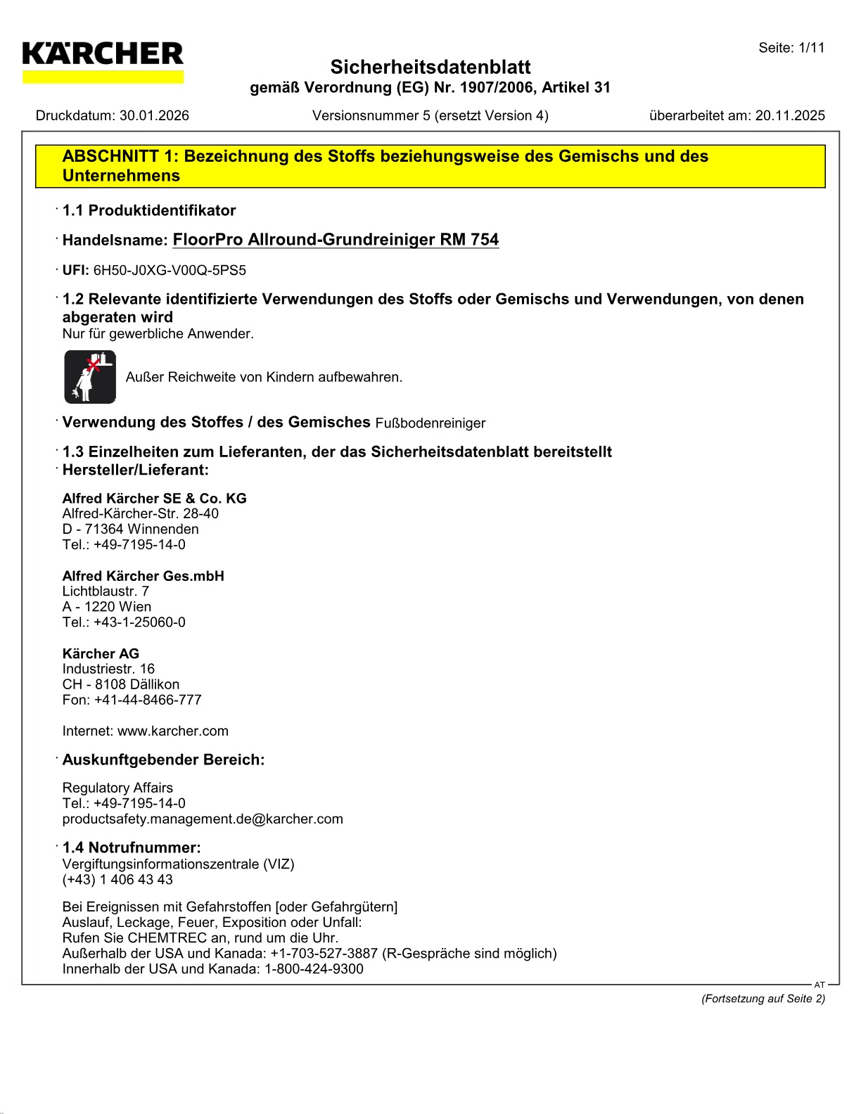 Sicherheitsdatenblatt