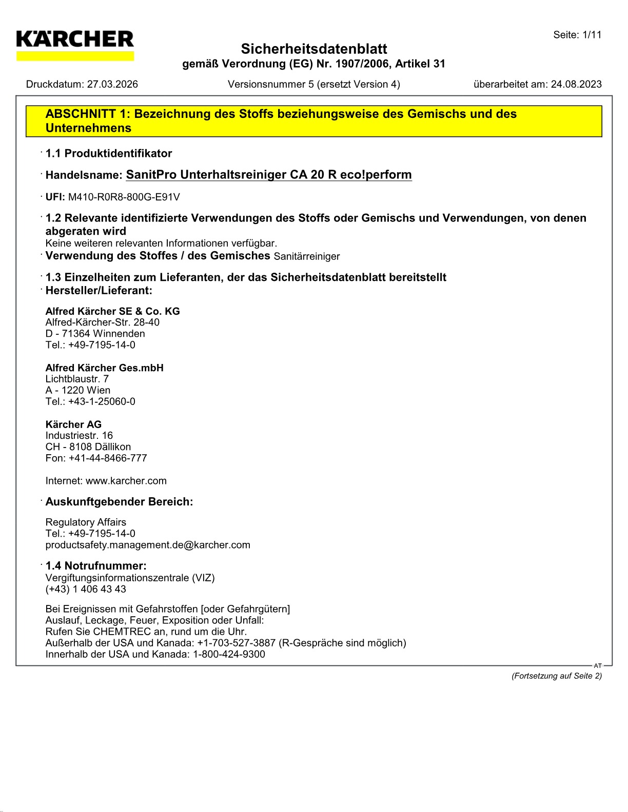 Sicherheitsdatenblatt