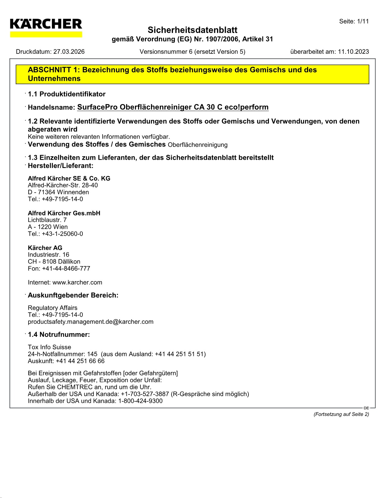 Sicherheitsdatenblatt