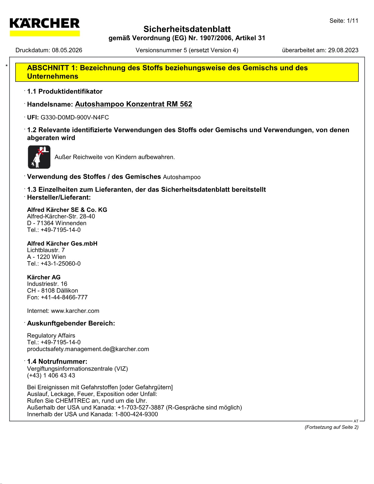 Sicherheitsdatenblatt