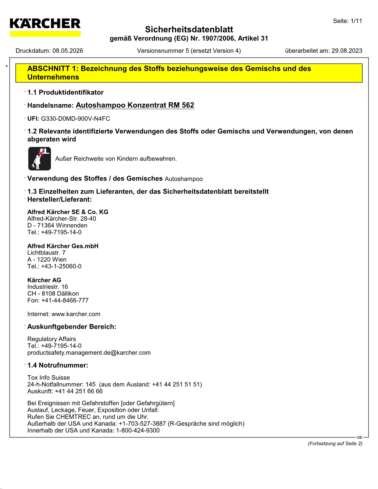 Sicherheitsdatenblatt