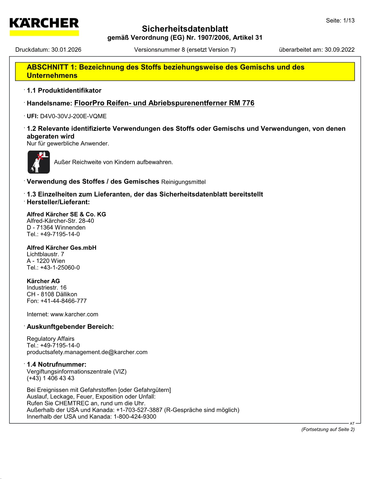 Sicherheitsdatenblatt