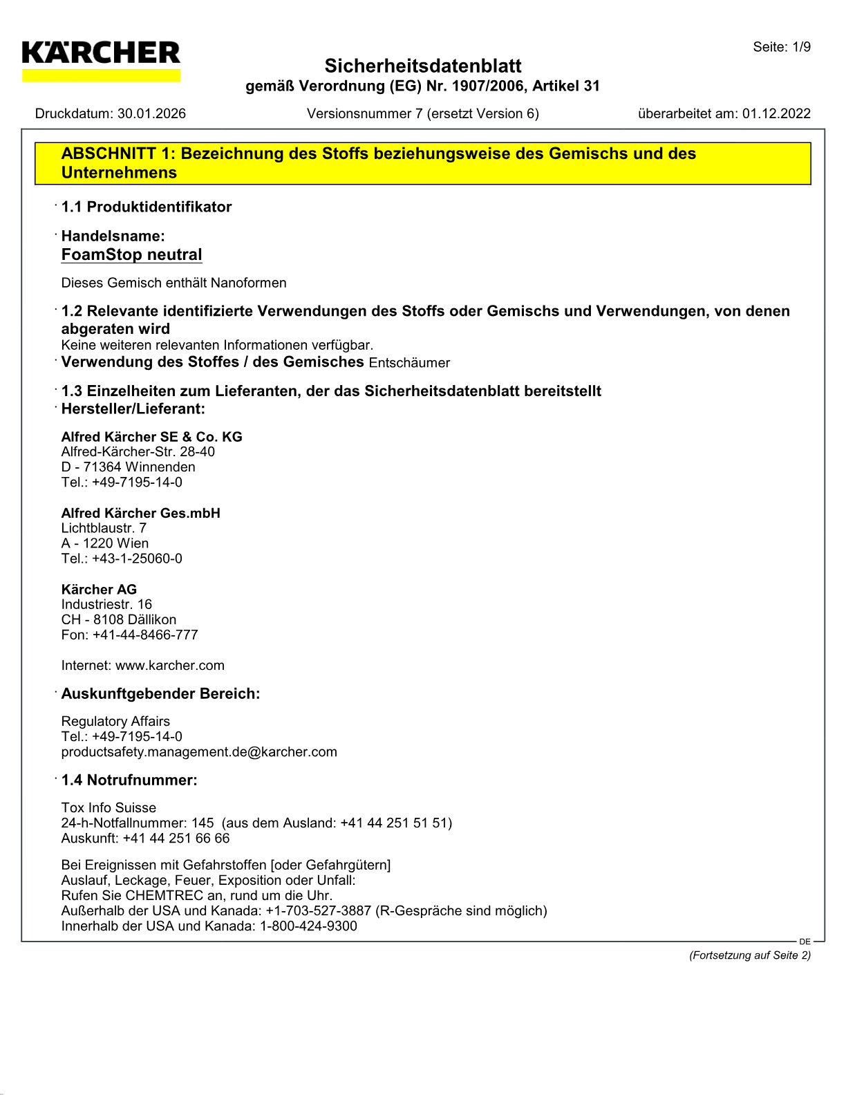 Sicherheitsdatenblatt