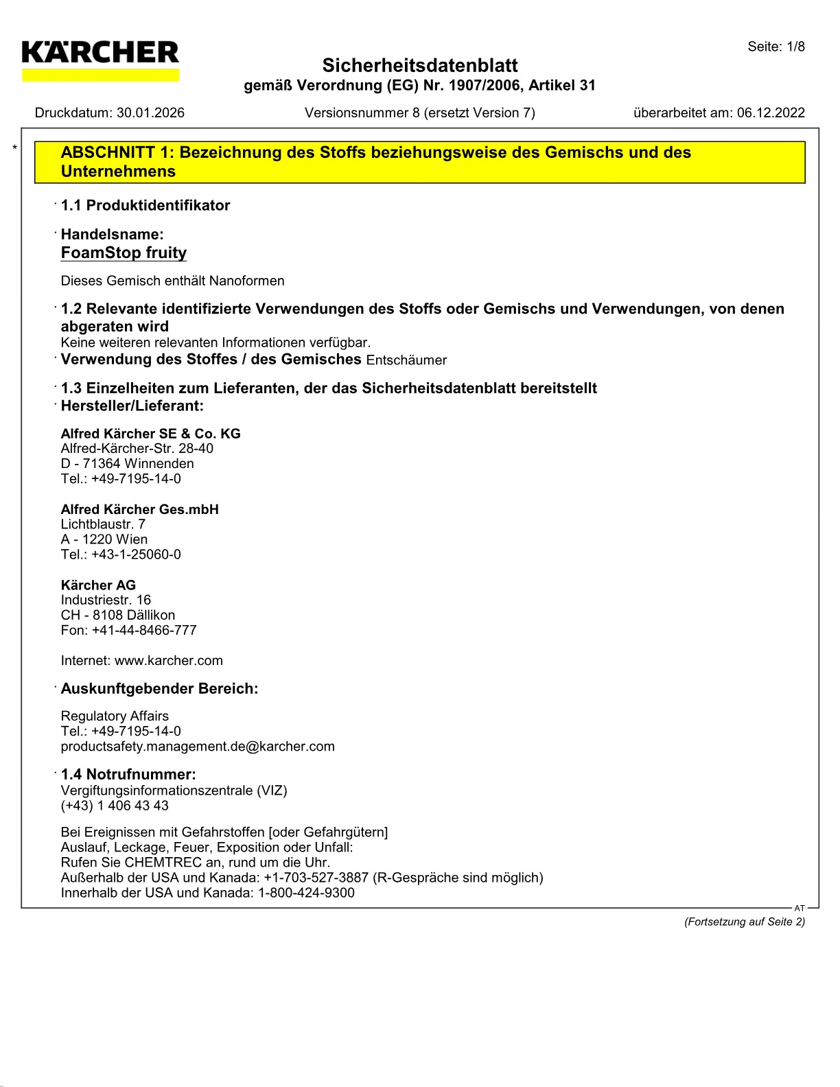 Sicherheitsdatenblatt
