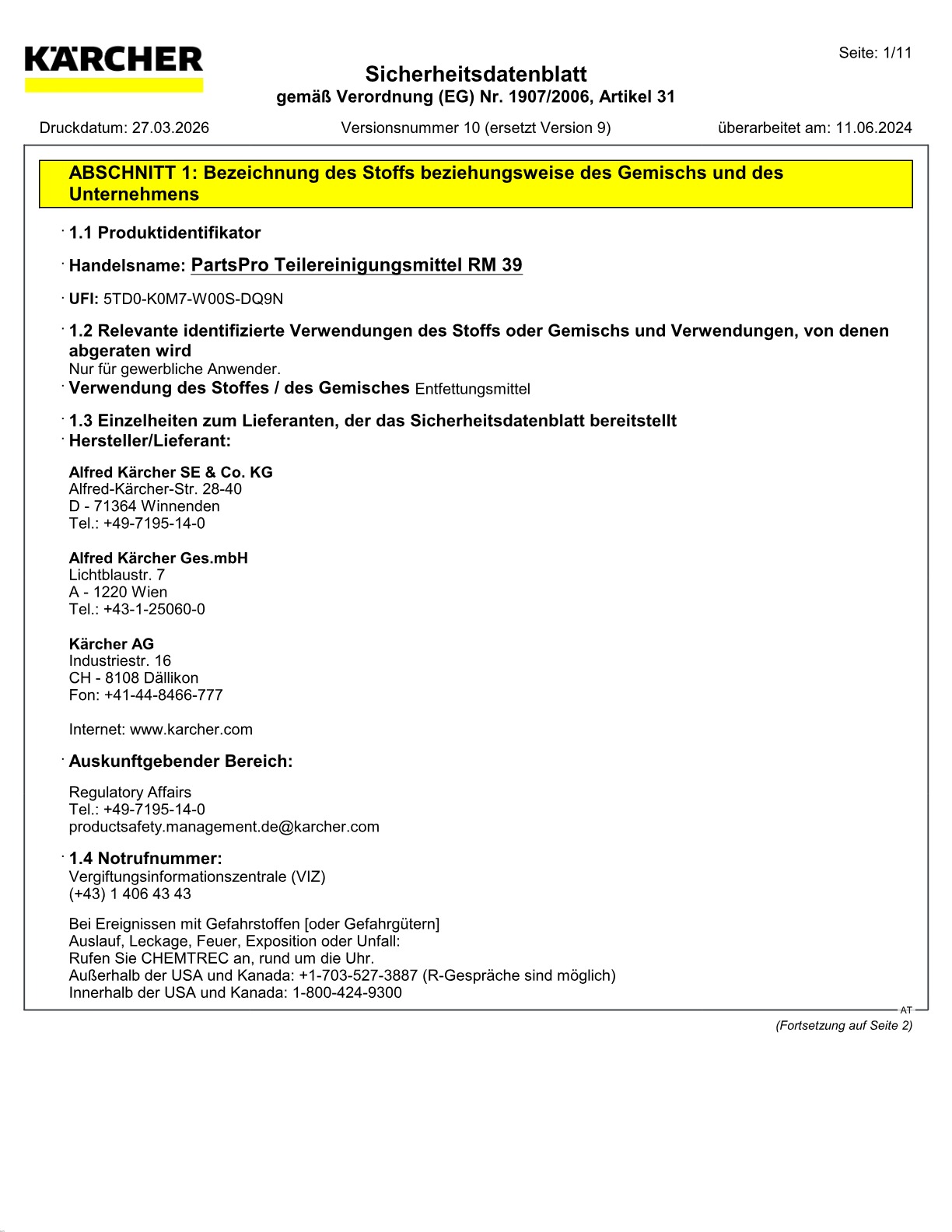 Sicherheitsdatenblatt