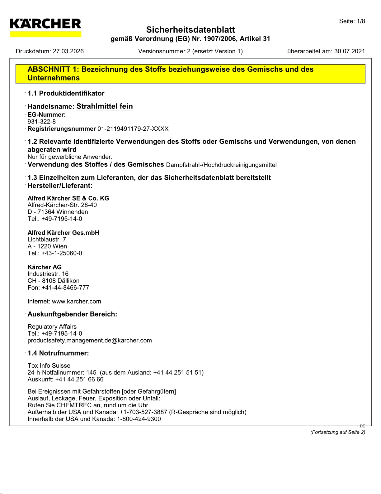 Sicherheitsdatenblatt