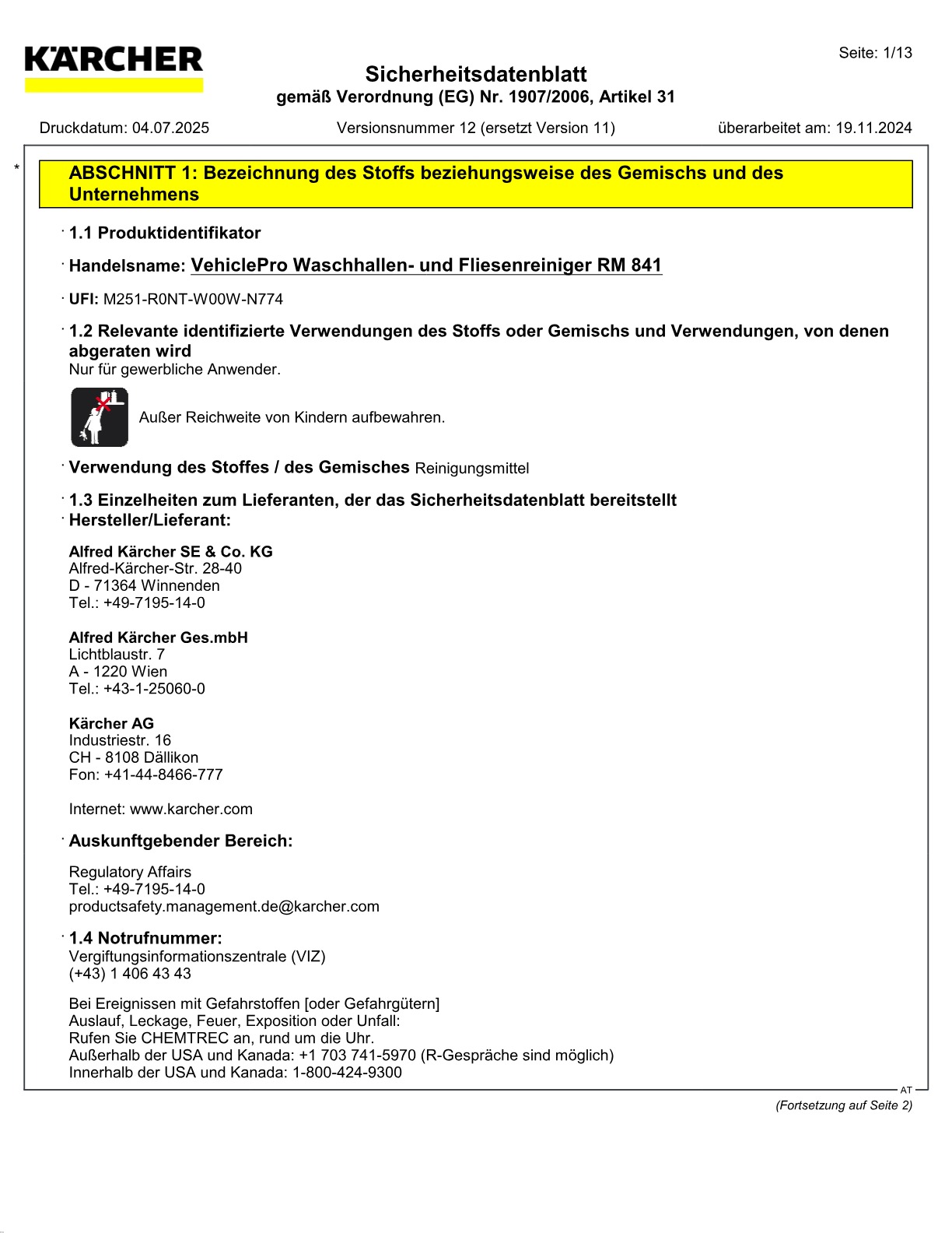 Sicherheitsdatenblatt
