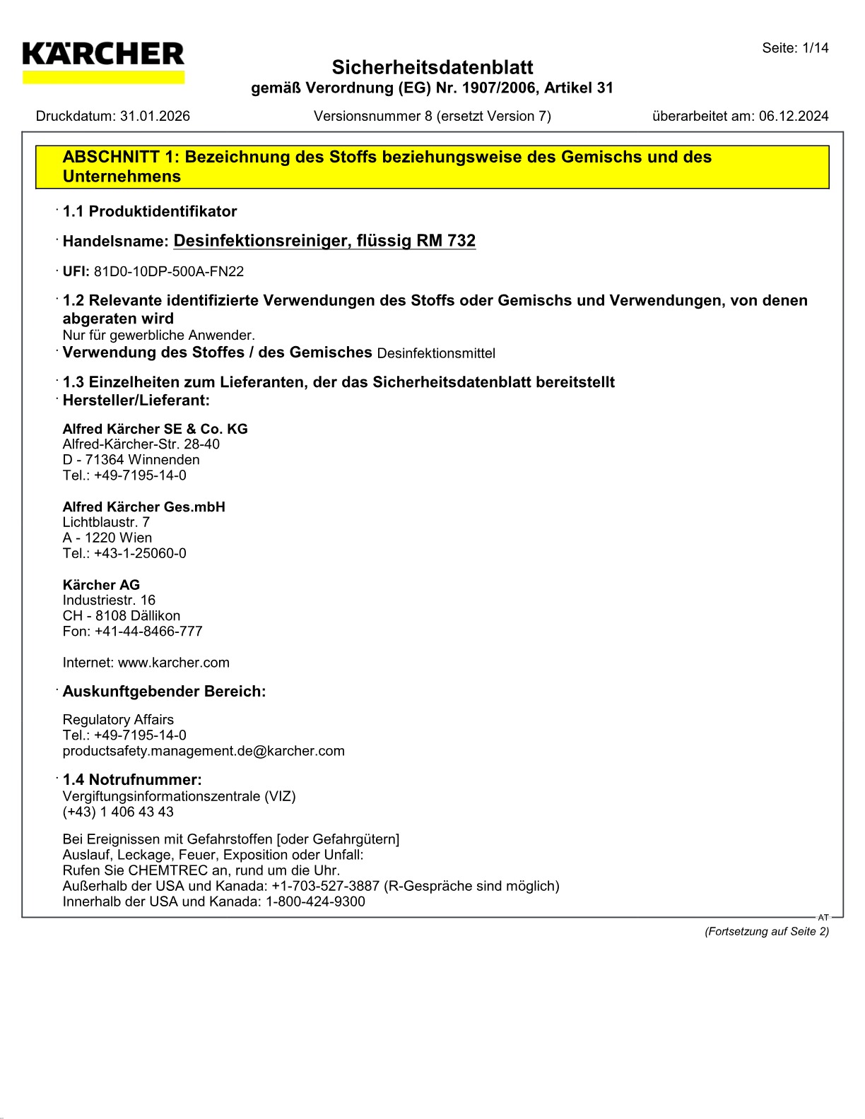 Sicherheitsdatenblatt