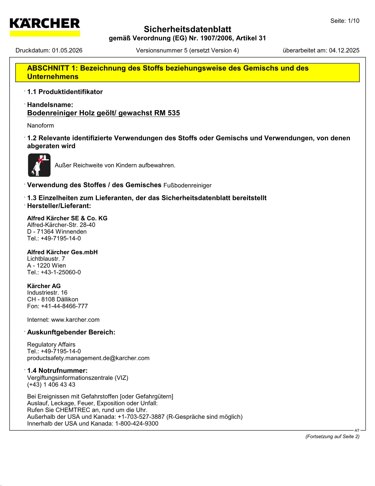 Sicherheitsdatenblatt