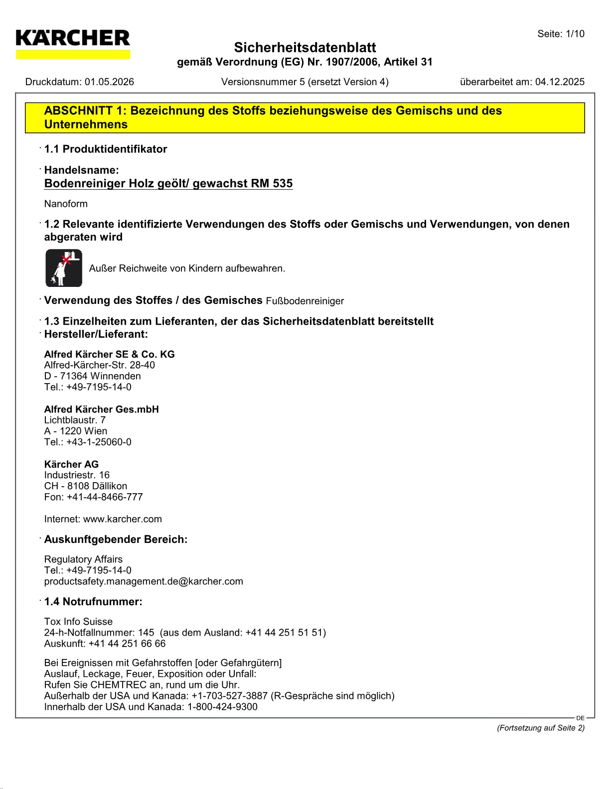Sicherheitsdatenblatt