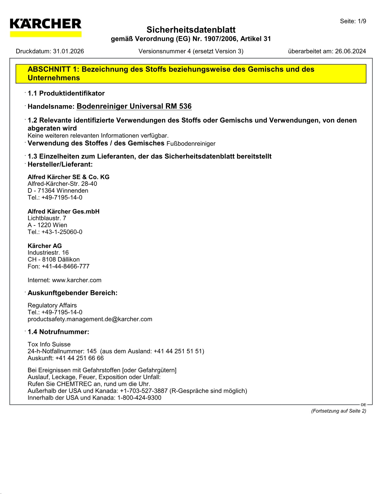 Sicherheitsdatenblatt