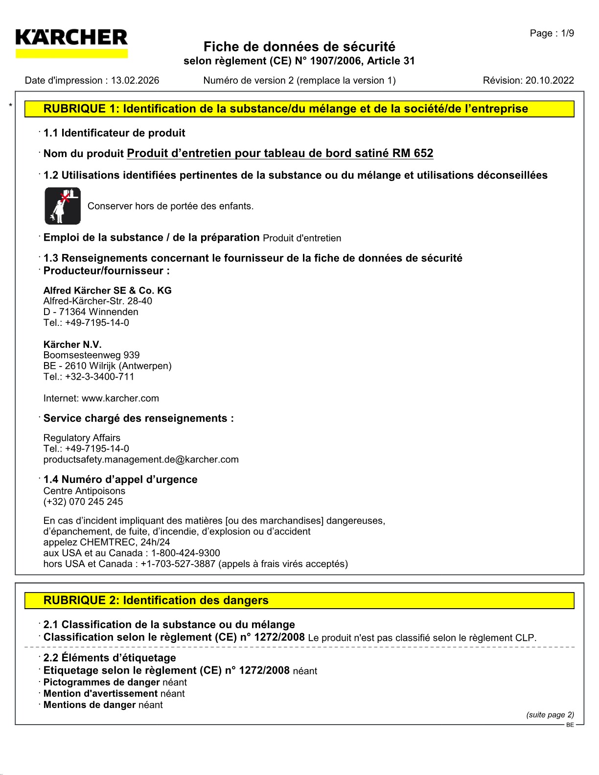 Fiche de données de sécurité