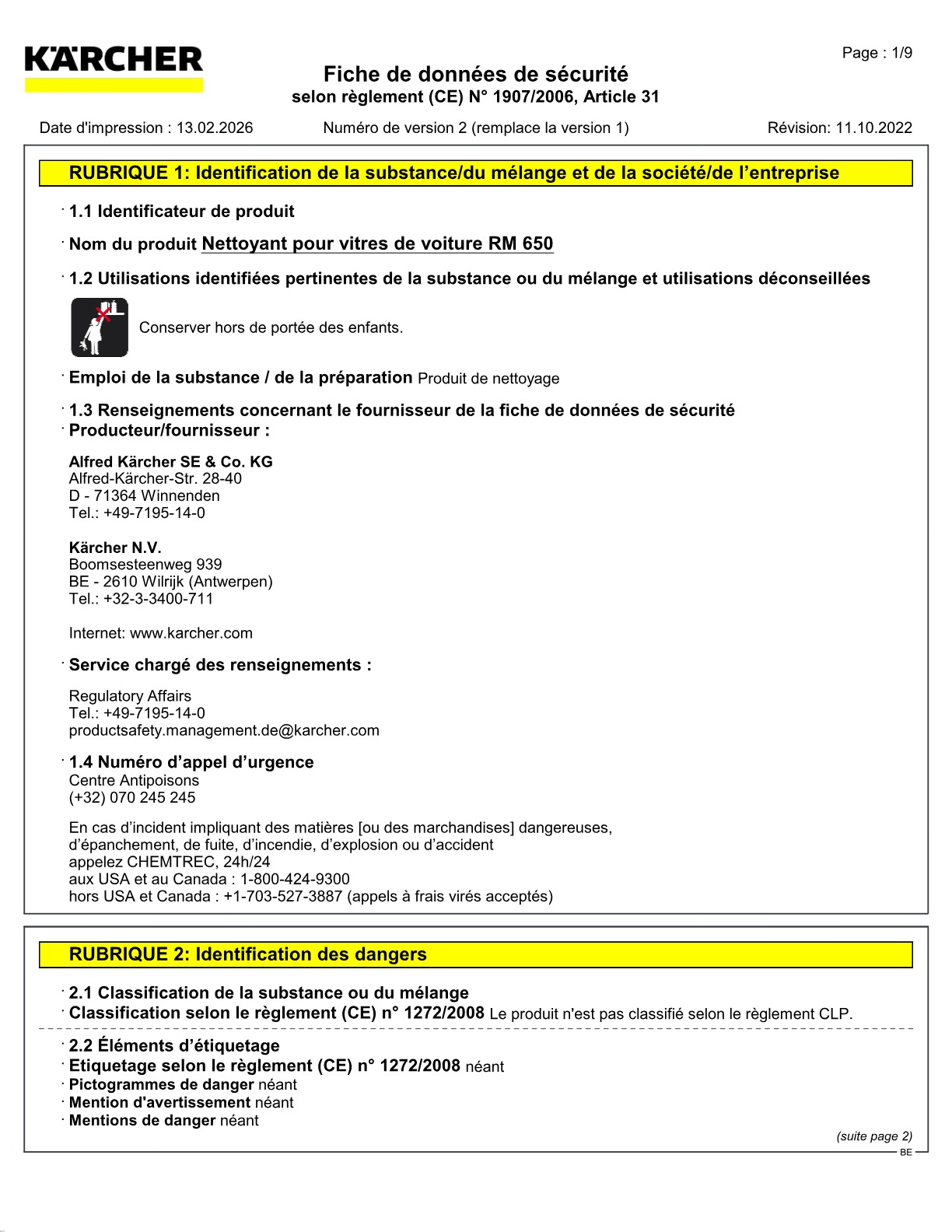 Fiche de données de sécurité