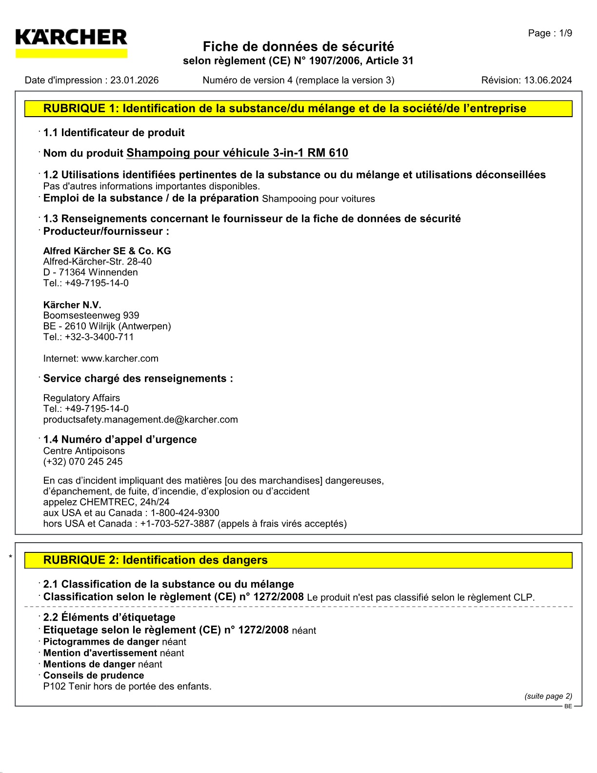 Fiche de données de sécurité
