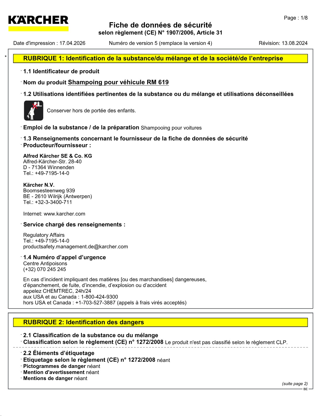 Fiche de données de sécurité