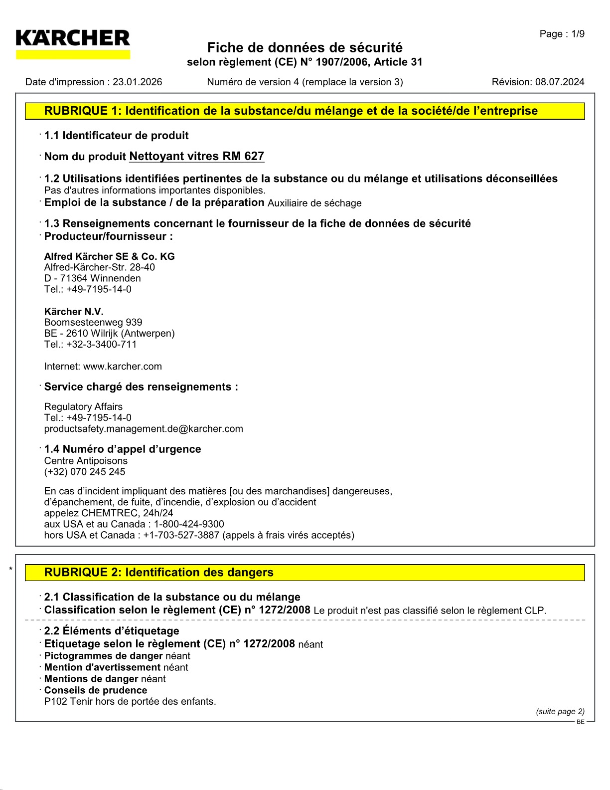Fiche de données de sécurité