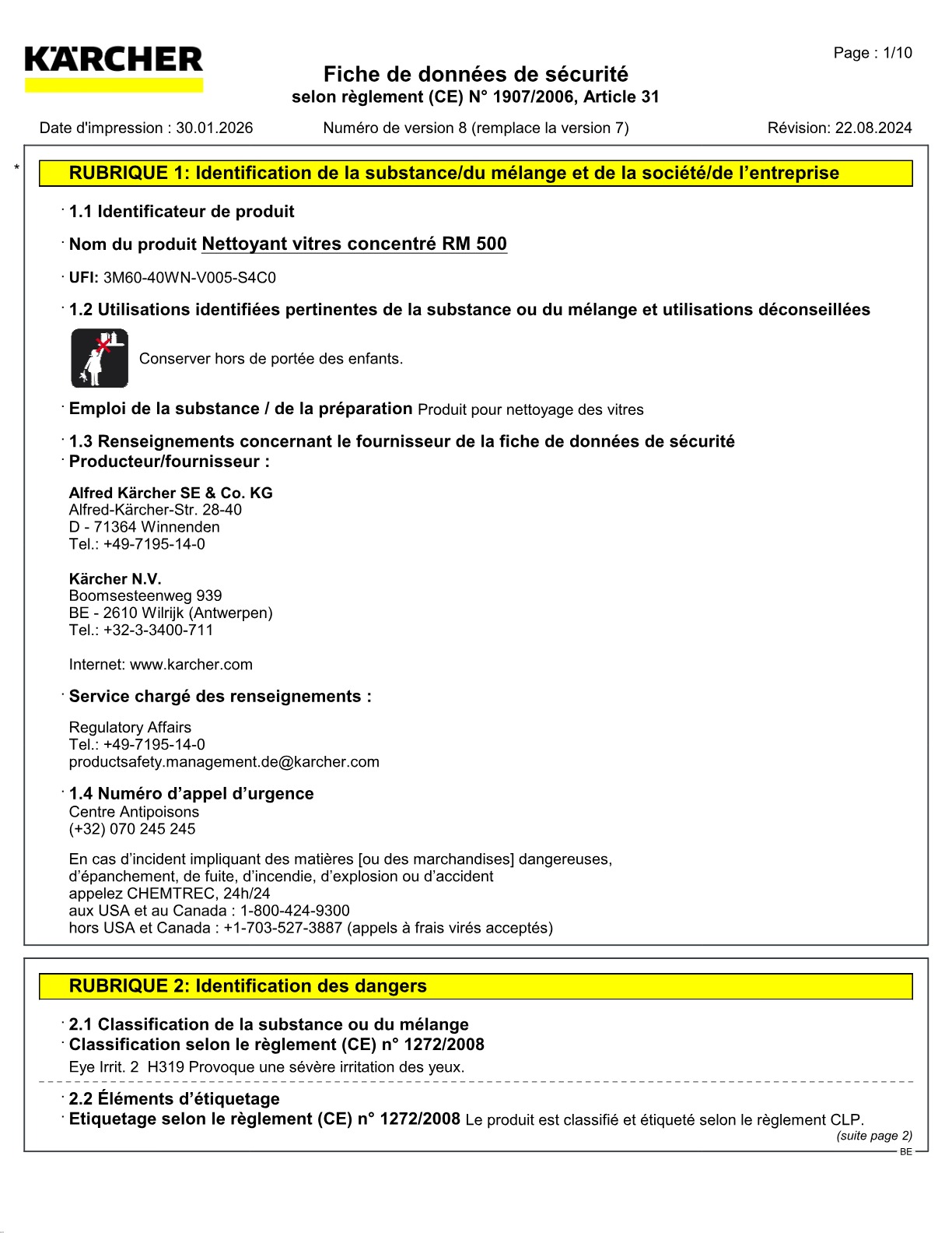 Fiche de données de sécurité