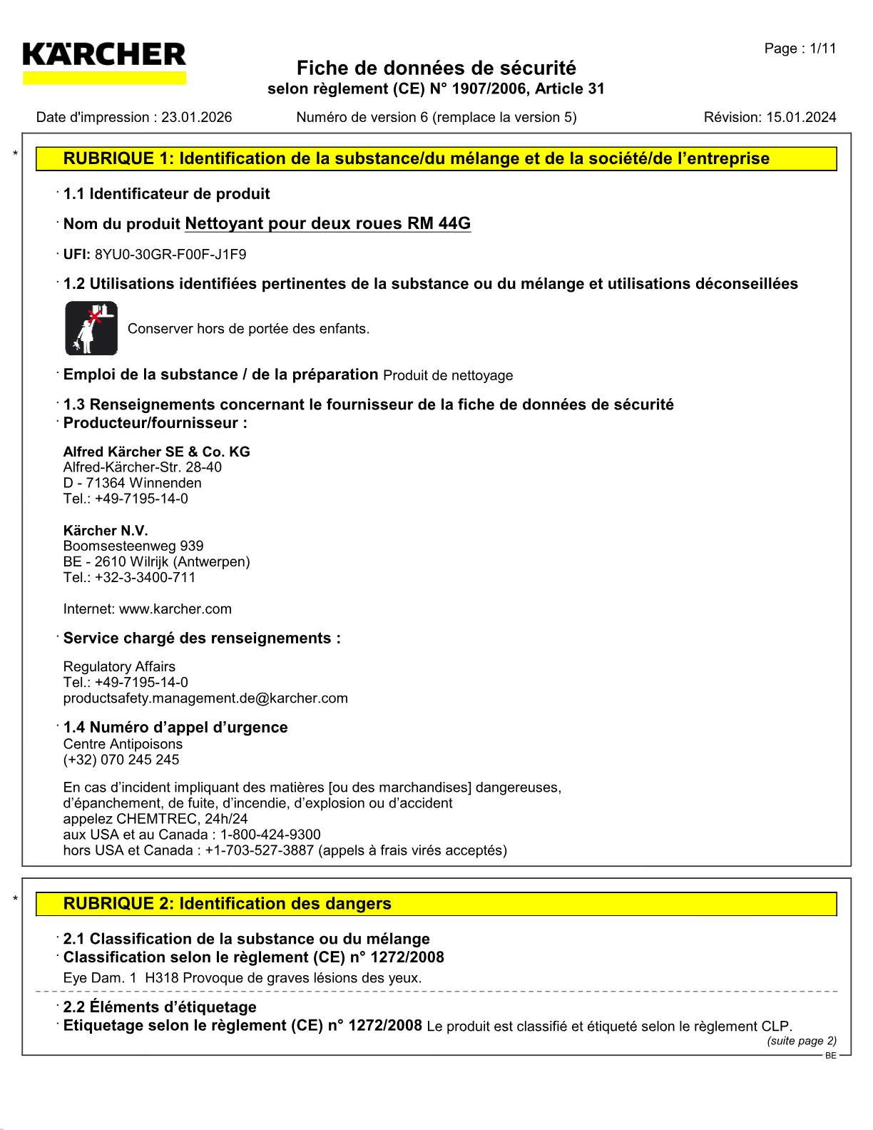 Fiche de données de sécurité