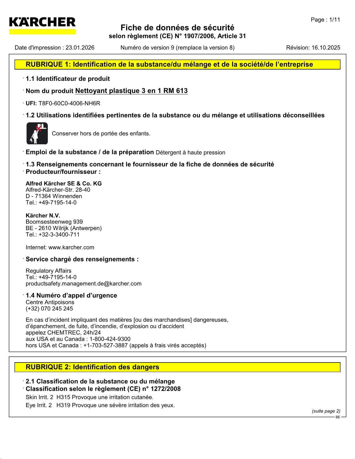 Fiche de données de sécurité