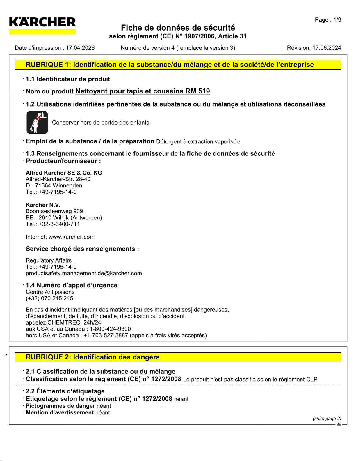 Fiche de données de sécurité