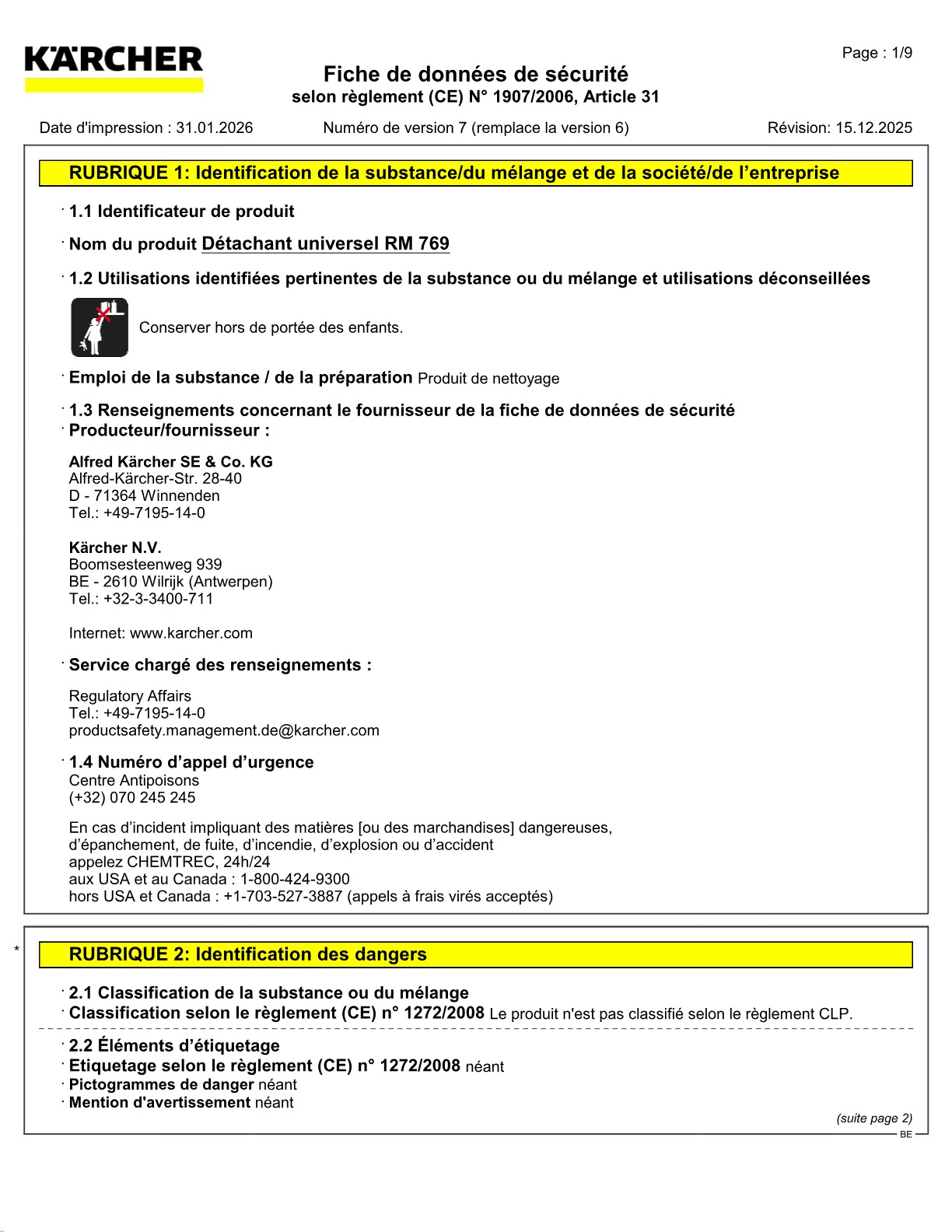 Fiche de données de sécurité