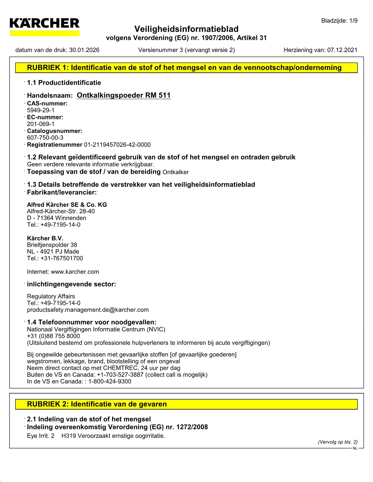 Veiligheidsinformatieblad