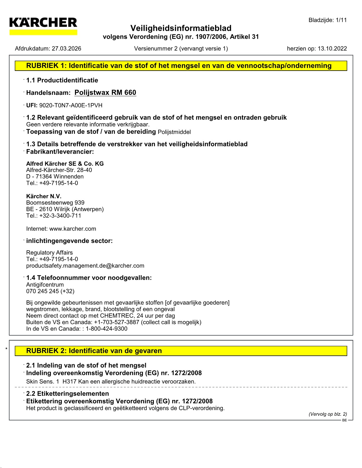 Veiligheidsinformatieblad