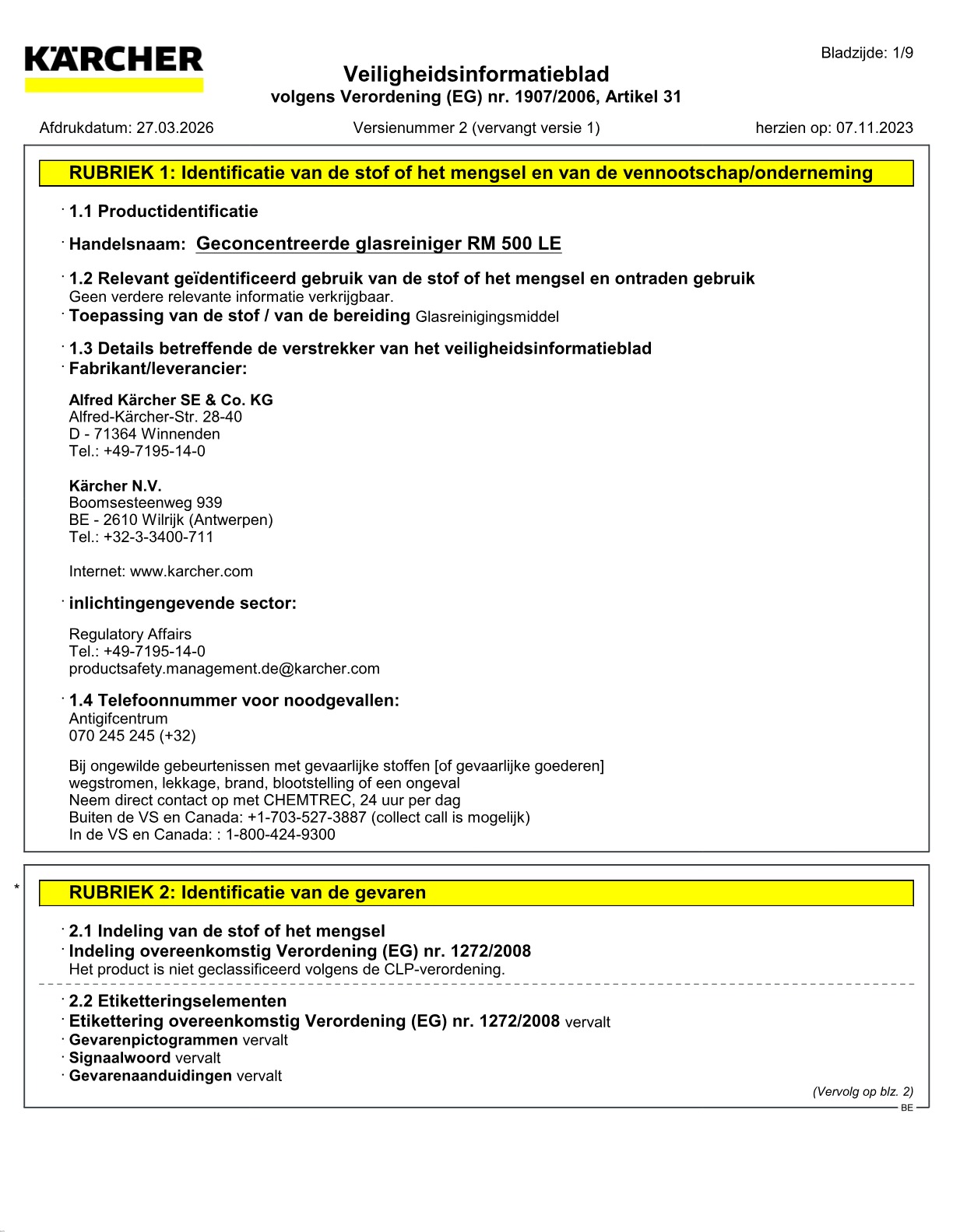 Veiligheidsinformatieblad