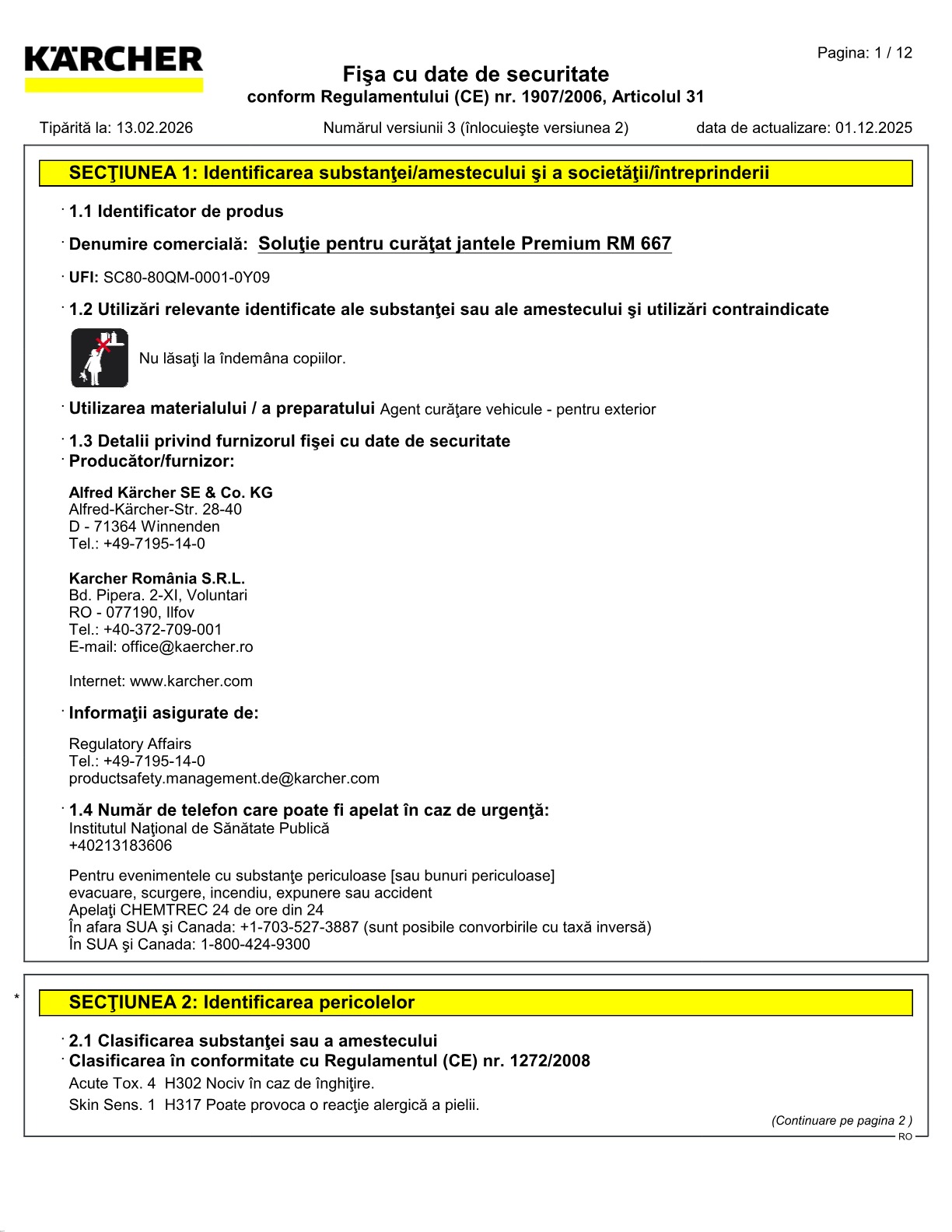 Fișă cu date de securitate