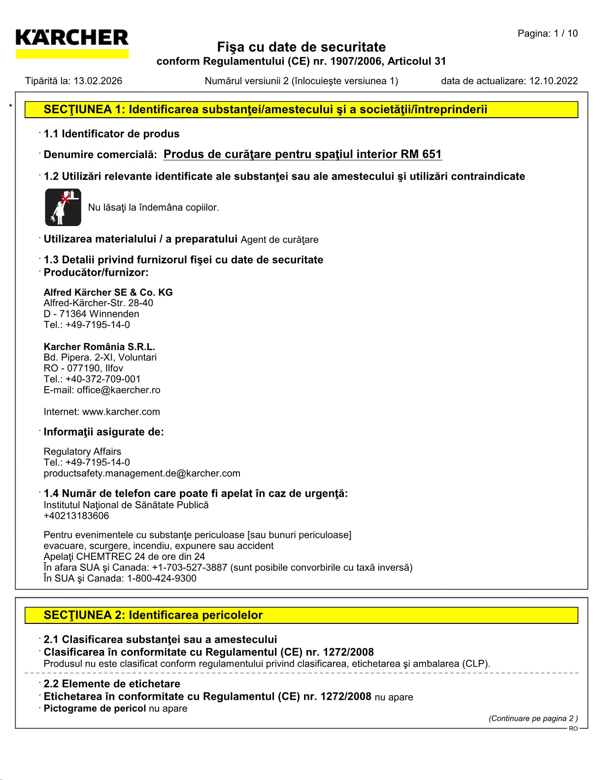 Fișă cu date de securitate