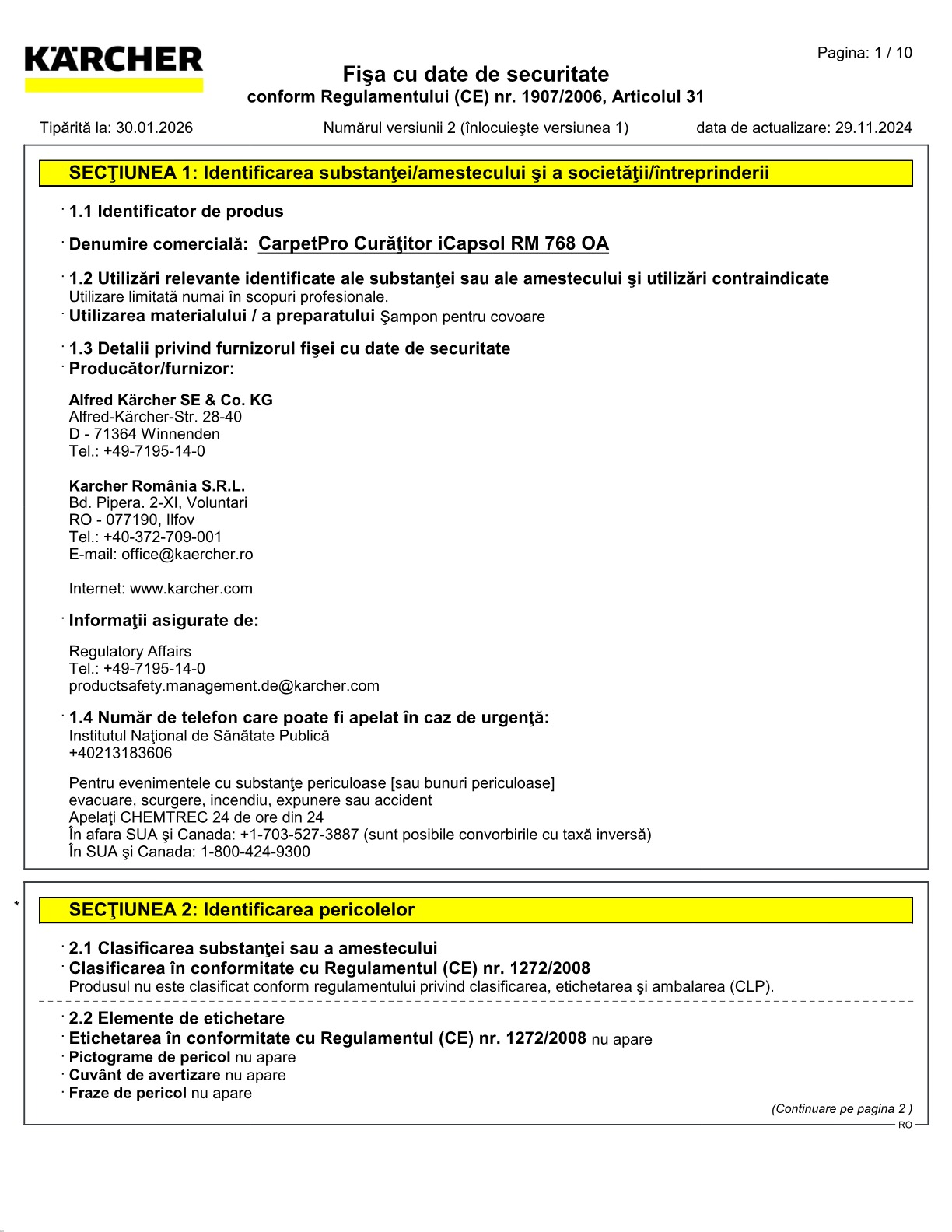 Fișă cu date de securitate