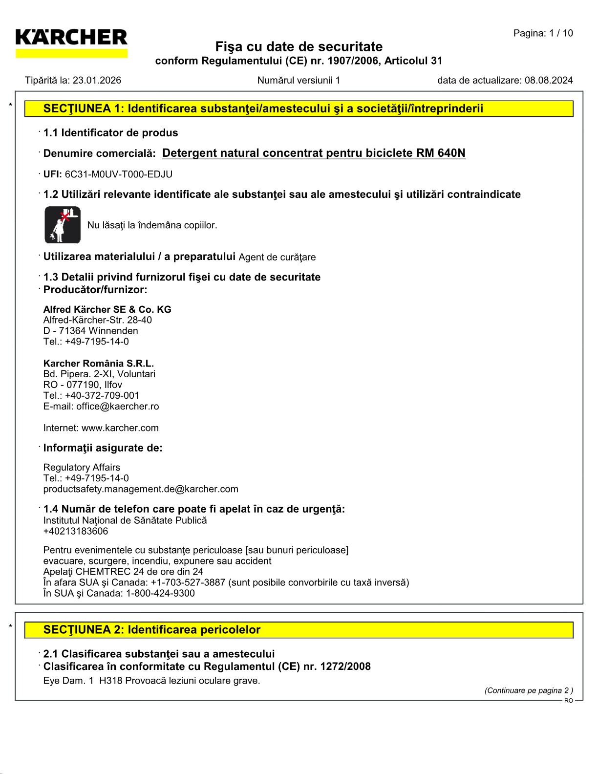 Fișă cu date de securitate