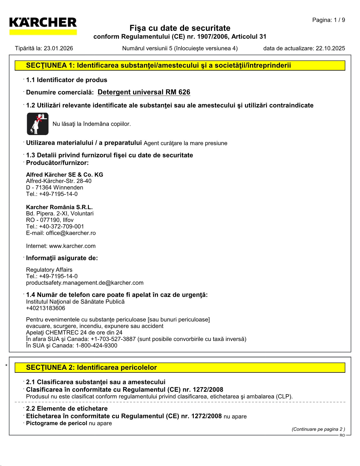 Fișă cu date de securitate