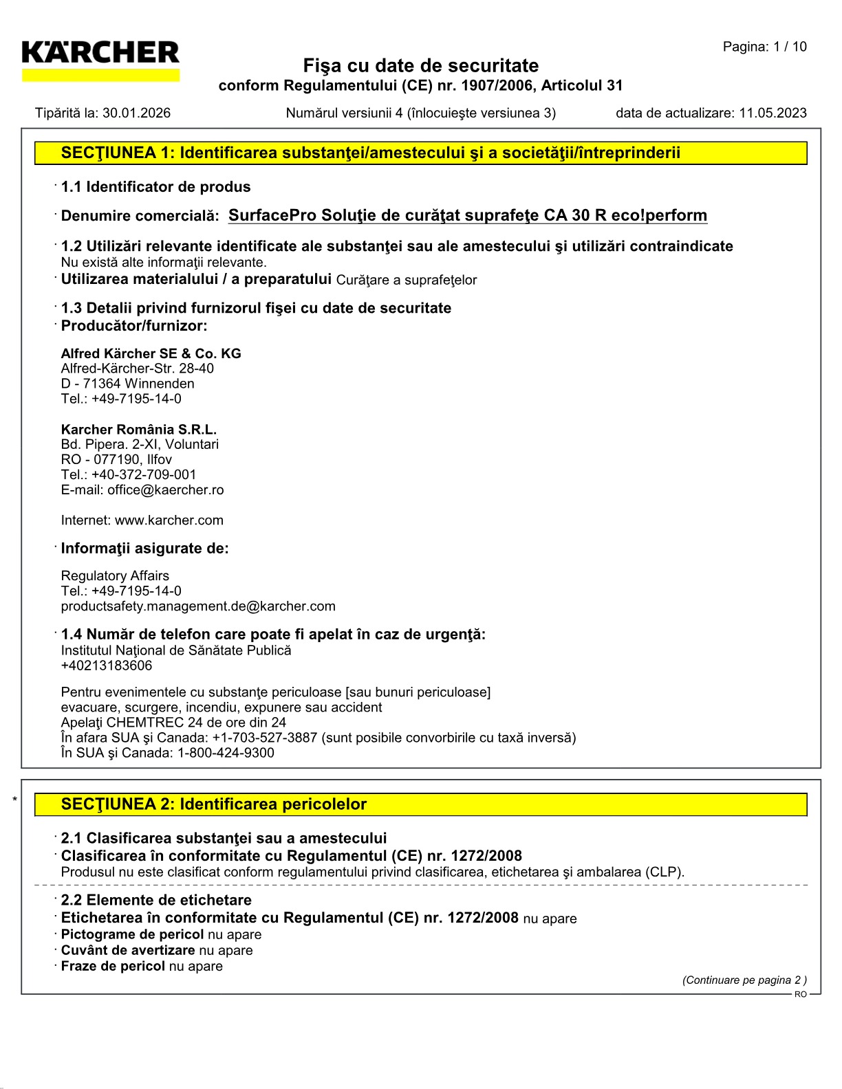 Fișă cu date de securitate