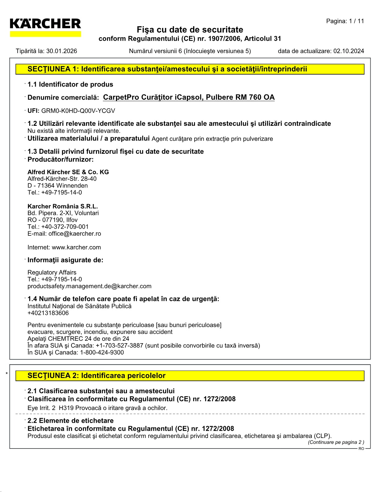 Fișă cu date de securitate