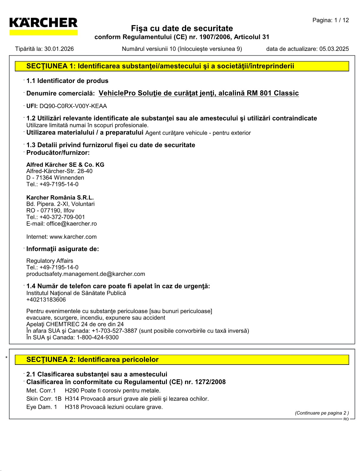 Fișă cu date de securitate
