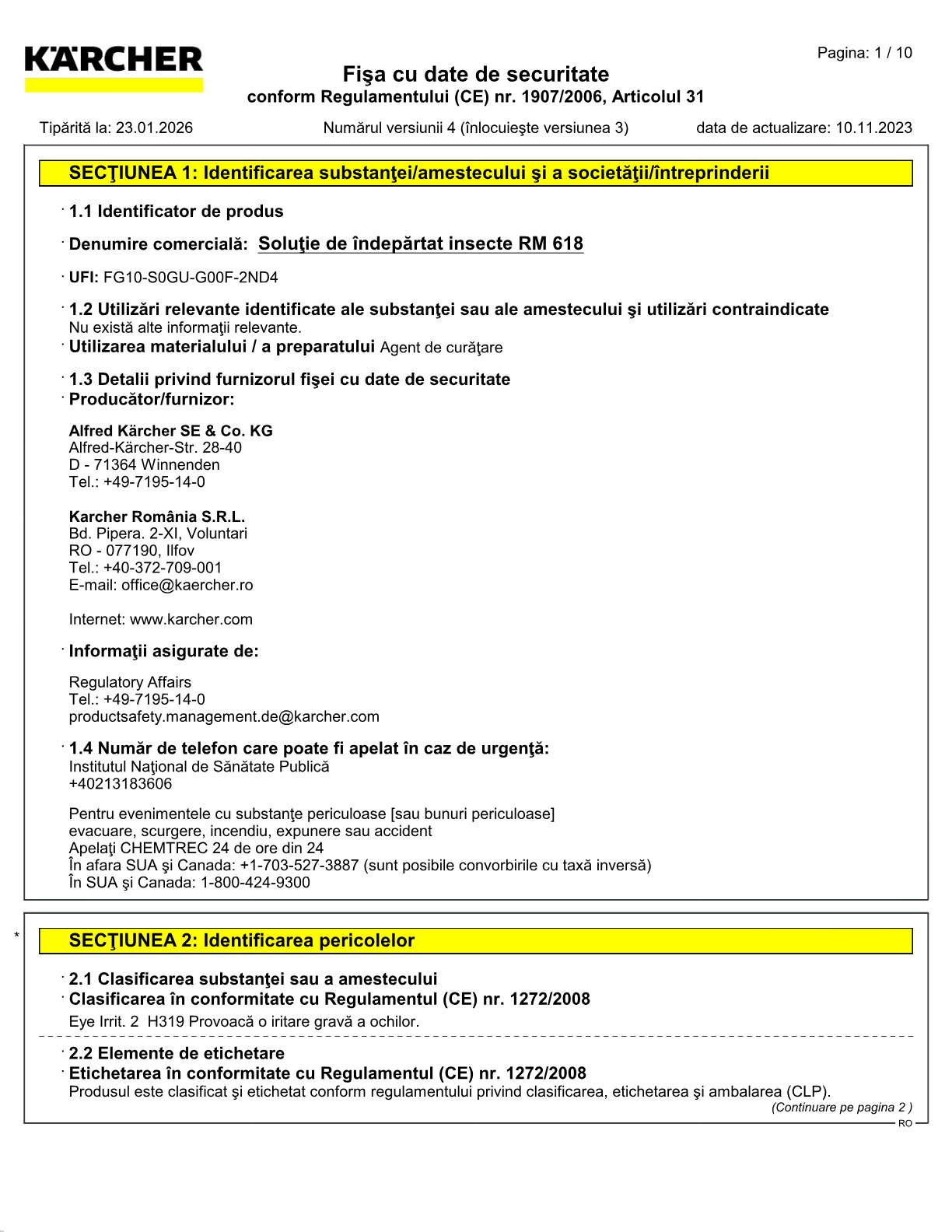 Fișă cu date de securitate