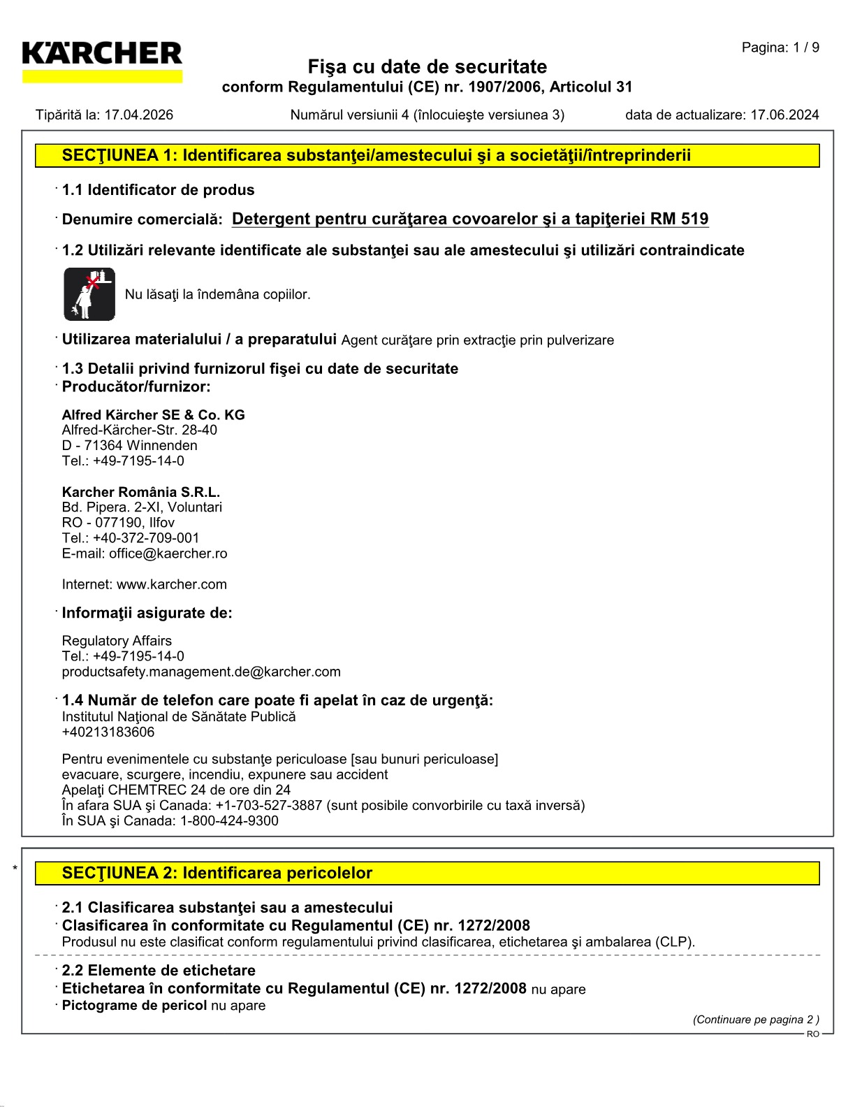 Fișă cu date de securitate