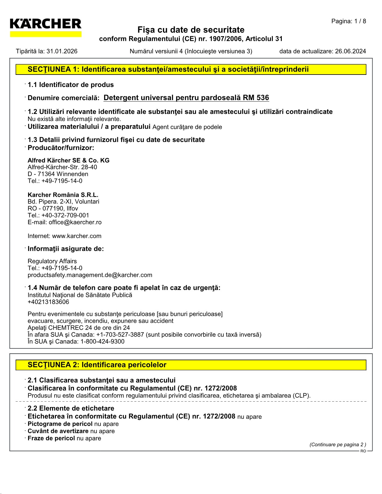 Fișă cu date de securitate